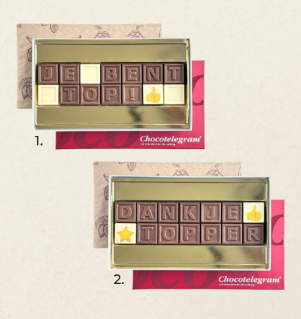 persoonlijke boodschap in chocolade