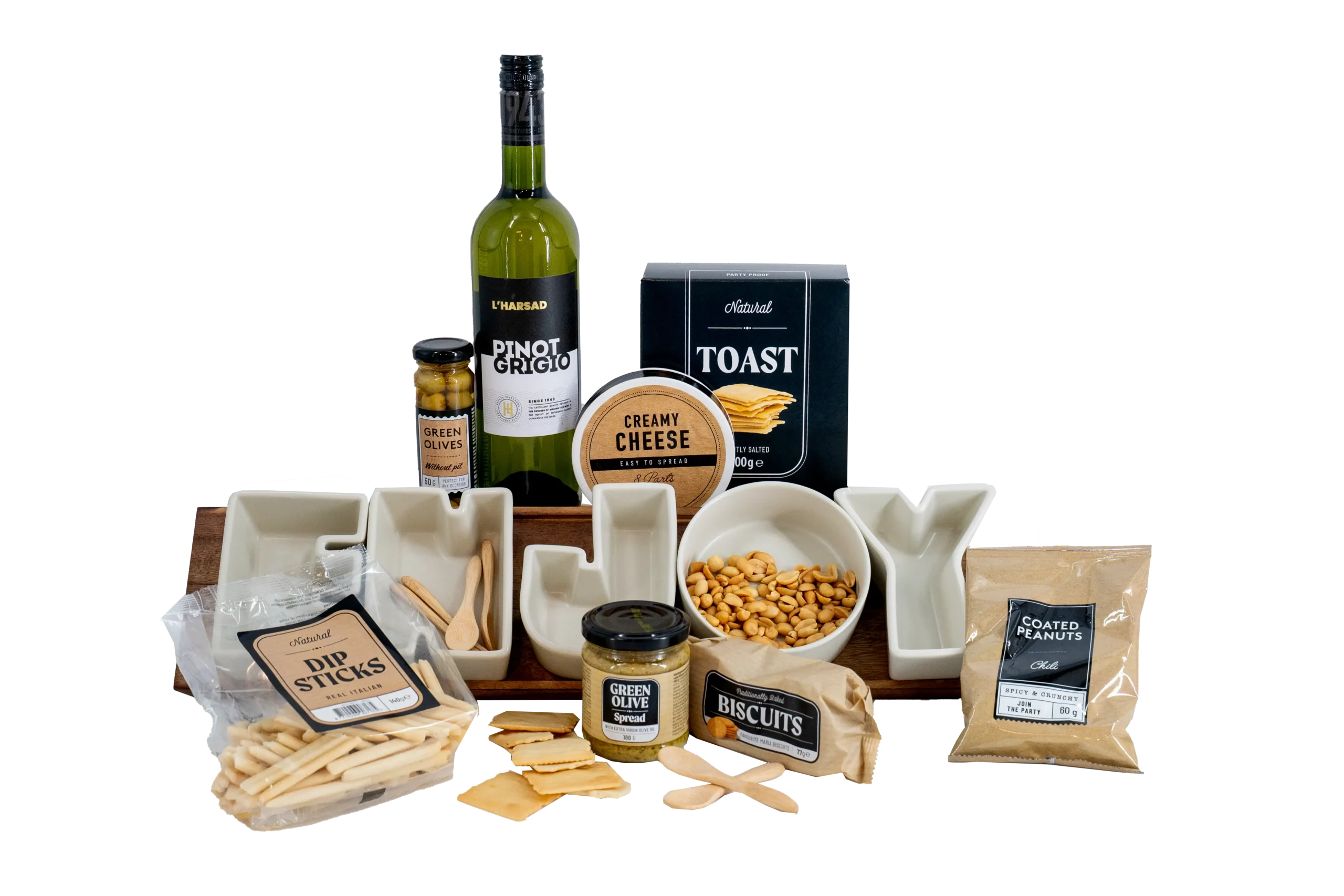 Kerstpakket Enjoy is een stijlvol en smaakvol borrelpakket